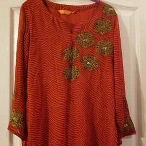 Brick Red chiffon top w/lining
